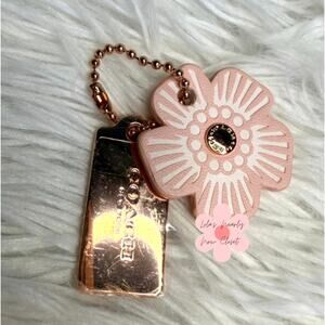 1.5" COACH Gold Tea Rose Flower Floral Bag Charm Hang Tag